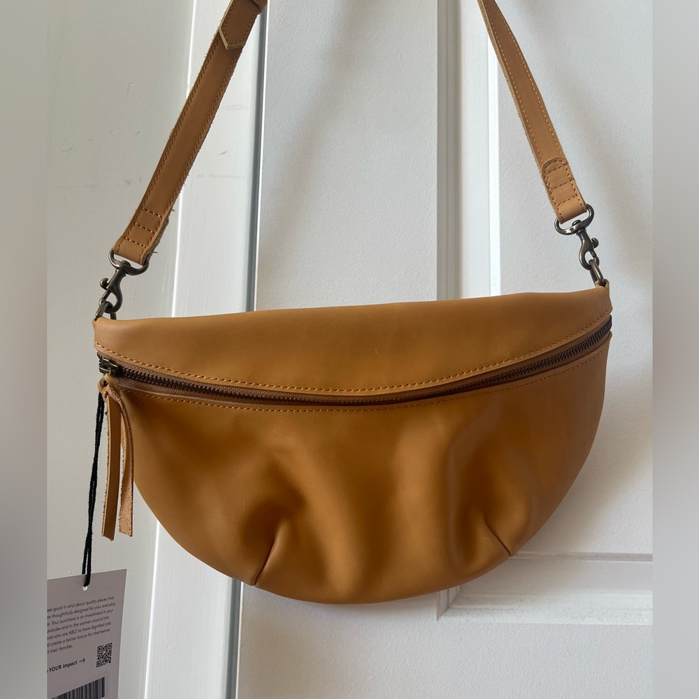 Able Berkeley Belt Bag, Cognac, Leather Purse , New With Tags